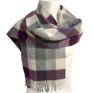 Kiltane of Scotland Lambswool Scarf NWT Plaid Purple Grey Made in Scotland 🇬🇧